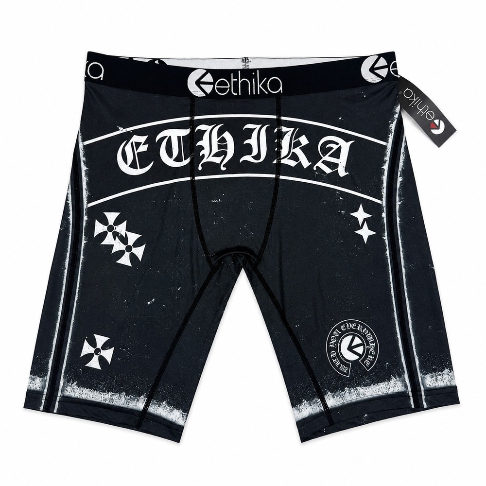 Ethika Mens Staple Boxer Briefs Black White Gothic Graphic New With Tags